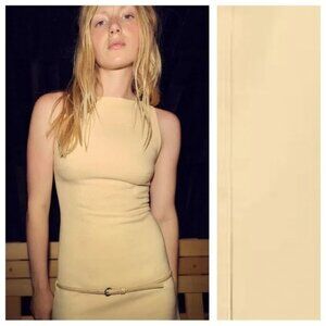 Zara Butter Yellow Mini Dress with Belt . NWT